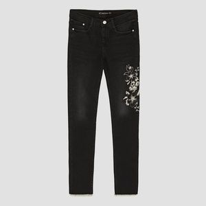 ZARA EMBROIDERED SLIM FIT JEANS